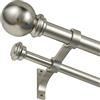 YuMierle Bastone per tende doppio da 71 a 122 cm, regolabile da 2,5 cm, per finestre e porte, con terminali rotondi a sfera e staffe in alluminio di alta qualità (71-122 cm, nichel spazzolato)