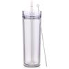 Volhoply Bicchiere sottile in plastica da 590 ml, a doppia parete, con coperchio e cannuccia, riutilizzabile, da viaggio, tazza da caffè ghiacciato, senza BPA, in acrilico opaco, con cannuccia, per