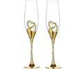 LANLONG Set di flute da champagne con forma di cuore, per matrimonio e sposi, set regalo per coppie, fidanzamento, matrimonio o inaugurazione della casa(oro)
