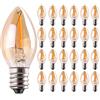 Genixgreen Lampadina a LED C7,Lampadine a candela con luce da 0.5W Lampadina a incandescenza decorativa E14 Lampadina a filamento a LED con candelabro Ultra Warm White 2200K confezione da 25 pezzi