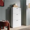 DEGHI Scarpiera 60x116h cm rovere bianco con 3 ante - Tlifin
