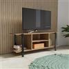 DEGHI Mobile porta tv 120x35 cm effetto rovere scuro con vani a giorno e struttura in accaio nero - Fivar