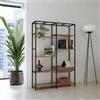DEGHI Libreria 100x150h cm effetto rovere chiaro e acciaio nero con 7 ripiani - Grim