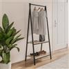 DEGHI Appendiabiti 64x150h cm con ripiani effetto rovere e struttura in acciaio nero - Duke