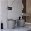 DEGHI Sanitari filomuro grigio opaco a risparmio idrico con sedile SoftClose - Nadir