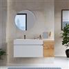 DEGHI Mobile bagno sospeso 120 cm bianco opaco con anta rovere gold con lavabo sx - Temas