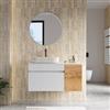 DEGHI Mobile bagno sospeso 100 cm bianco opaco con anta dx rovere gold con top - Temas