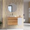 DEGHI Mobile bagno sospeso 100 cm rovere gold con anta dx bianco opaco con top - Temas