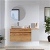 DEGHI Mobile bagno sospeso 120 cm rovere gold con anta dx bianco opaco con top - Temas