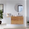 DEGHI Mobile bagno sospeso 120 cm rovere gold con anta sx bianco opaco con top - Temas
