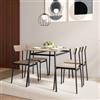 DEGHI Set pranzo tavolo 110x70 con top effetto rovere moderno e struttura in metallo nero con 4 sedie - Rosemary