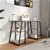DEGHI Scrivania 120x74 cm rovere moderno e metallo nero con ripiani laterali - Sendy