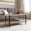 DEGHI Tavolino 108x45h cm olmo e metallo nero con ripiano - Aviel