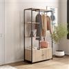 DEGHI Appendiabiti 90x167h cm rovere moderno e metallo nero con 2 ante - Duke
