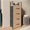 DEGHI Cassettiera 40x100h cm effetto rovere selvatico con 4 cassetti in tessuto e struttura in acciaio nero - Nuevo