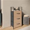 DEGHI Cassettiera 40x80h cm effetto rovere selvatico con 3 cassetti in tessuto e struttura in acciaio nero - Nuevo