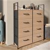 DEGHI Cassettiera 80x100h cm effetto rovere selvatico con 8 cassetti in tessuto e struttura in acciaio nero - Nuevo
