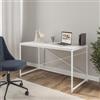 DEGHI Scrivania 120x60 cm con top bianco effetto legno e struttura in acciaio bianco - Duke