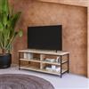 DEGHI Mobile porta tv 110x45h cm top e ripiani effetto rovere e struttura in acciaio nero - Duke