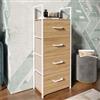 DEGHI Cassettiera 40x100h cm effetto rovere pino con 4 cassetti in tessuto beige e struttura in acciaio bianco - Nuevo