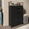DEGHI Cassettiera 60x100h cm nero effetto legno con 4 cassetti in tessuto e struttura in acciaio - Nuevo