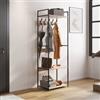 DEGHI Appendiabiti 60x175h cm con ripiani effetto rovere e struttura in acciaio nero con 6 ganci - Duke