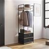 DEGHI Appendiabiti 60x175h cm ripiani effetto rovere struttura in acciaio nero e 2 cassetti - Duke