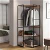 DEGHI Appendiabiti angolare 80x80 cm con ripiani effetto rovere e struttura in acciaio nero - Duke