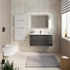 DEGHI Mobile bagno sospeso con ante 100 cm rovere grigio con lavabo - Cuki
