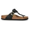 BIRKENSTOCK GIZEH FLOWER EMBELLISHMENT Ciabatta donna nera in pelle