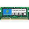 Rasalas 2GB DDR3 1333MHz Sodimm RAM, 2GB 2RX8 PC3 10600S Memoria 204-PIN CL9 Per Notebook Laptop