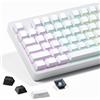 SDYZ White Keycaps - Side Print PBT Keycaps 60 65 75 100 Percent, Double Shot Shine Through Custom Key caps, 132 Keys Set, Cherry Profile, Minimalist Style for Cherry Gateron MX Switche Keyboard