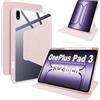 Lemxiee Cover per OnePlus Pad 3 Case per supporto rotante & Slot per penna Custodia in pelle PU + Acrilico trasparente