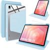 Lemxiee Cover per Samsung Galaxy Tab S12 & Tab S11 11 Case per supporto rotante & Slot per penna Custodia in pelle PU + Acrilico trasparente