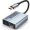 Electop Adattatore Ethernet da 1000 Mbps per Chromecast con Google TV, ELECTOP USB tipo C a RJ45 Gigabit Ethernet adattatore di rete compatibile con Google TV Chromecast HD/4K e altri stick TV Streaming