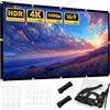 Gohytal Proiettore su tela, 16:9, HD, pieghevole, anti-piega, fronte/retro, portatile, per casa, scuola, riunioni, home theater (bianco, 100 pollici)