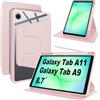Lemxiee Cover per Samsung Galaxy Tab A11 & A9 8.7 Case per supporto rotante & Slot per penna Custodia in pelle PU + Acrilico trasparente