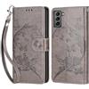 KENHONER Compatibile Cover con Samsung Galaxy S22,Cover per Samsung S22, Premium Pelle PU Portafoglio Flip Libro Custodia Cover per Galaxy S22 [Protezione Completa] - Grigio Farfalla