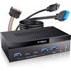 ineo Hub USB 3.2 Gen2 sul pannello frontale da 5,25 (2x10G USBC, 2x10G USBA, 1x USB3.0 TypeA e jack audio per microfono) [3570]