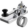 Putikeeg CW Telegraph Key - Chiave classica in acciaio inox con codice Morse, onde corte, radio a onde corte, per fare pratica con telegramma, oscillatore, chiave diritta (argento)