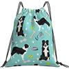 Generic Leggero Borsa Sportiva da Palestra Border Collie Balls Sacca Sportivo Fashion Zainetto per Spiaggia Sport Vacanze 36X42Cm