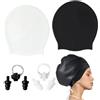 COACOM 2 Cuffie da Bagno in Silicone Ingrandite, Tappi per Le Orecchie con Clip per Naso da 6 Pezzi, Attrezzatura per Nuoto E Immersioni, Attrezzatura per Gli Appassionati di Nuoto.