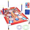 Genérico Giocattoli all'aperto per bambini, lancio di cornhole, pieghevole, per prato, 80 x 54 x 26,5 cm, base di stoccaggio portatile, confezione di anelli di stecca