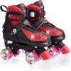 TopAutoGear Nattork - Pattini a rotelle, 4 dimensioni, regolabili, con ruote luminose, colore: rosso e nero, taglia M