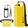 KYG - Borsa impermeabile da 20 L in PVC, con tasca per smartphone e cintura con cinghia regolabile, ideale per spiaggia e sport all'aria aperta, come rafting, kayak, navigazione