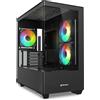 SHARKOON CASE M-ATX Curve Glass Panel,2x U3, 1x Type-C,TRRS