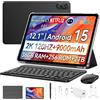 Mega2 Android 15 Tablet Da 12 Pollici, 36 GB RAM + 256 GB ROM, 2K FHD Tablet Da