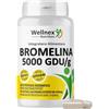 Wellnex Nutrition Bromelina Extra Forte Drenante 5000 GDU/g Pura | 90 Capsule Vegetali Gastroresistenti da 420 mg, 100% da Gambo d'Ananas, Drenaggio Liquidi - Microcircolo gambe