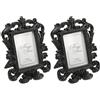 PATIKIL 2 Pezzi Mini Cornici Per Foto 2.4x1.8 Cornicette Rettangolari In Resina Piccole Cornici Vintage Decorazioni Baroque Per Casa Matrimonio Esposizione Gioielli Decor Murale Nero
