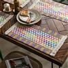 HYXC Tovagliette Americane Lavabili,Tovagliette Per Tavolo Da Pranzo, Tovagliette Colorate In Tessuto Lenzuola Di Cotone Tovaglietta Plaid Nappa Boho Tovagliette Tovagliette Resistente Al Calore Decorazi